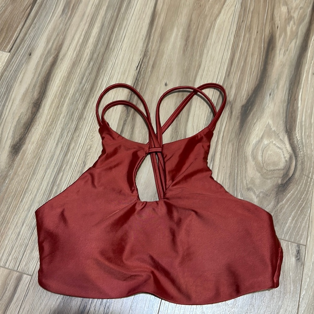 Roxy red highneck keyhole swim top